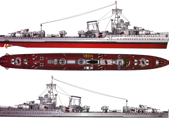 Destroyer ORP Blyskawica H34 1955 [Destroyer] - drawings, dimensions, pictures